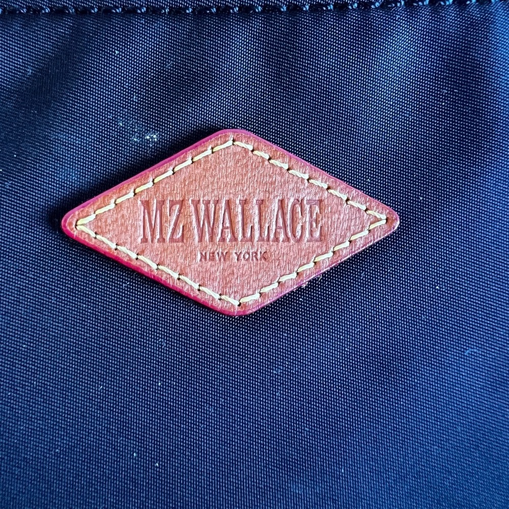 MZ Wallace Metro Nylon Zip Pouch Navy Pink Logo Cosmetic Makeup‎ Bag Travel Case - Picture 11 of 16